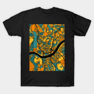 Cincinnati Map Pattern in Orange & Teal T-Shirt